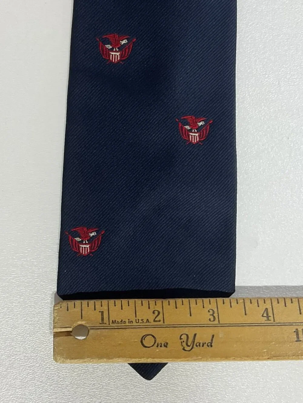 Razor Mens Navy Blue Tie with Patriotic Eagle USA Embroidered Pattern